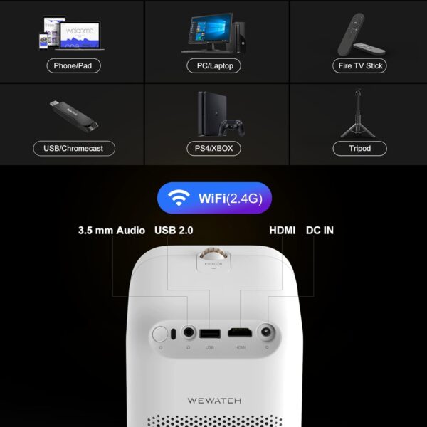 مینی ویدیوپروژکتور برند WEWATCH V30 SE - Image 2