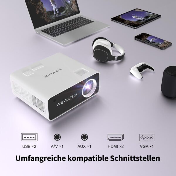 ویدیوپروژکتور هوشمند اندروید برند WEWATCH V51 PRO - Image 4