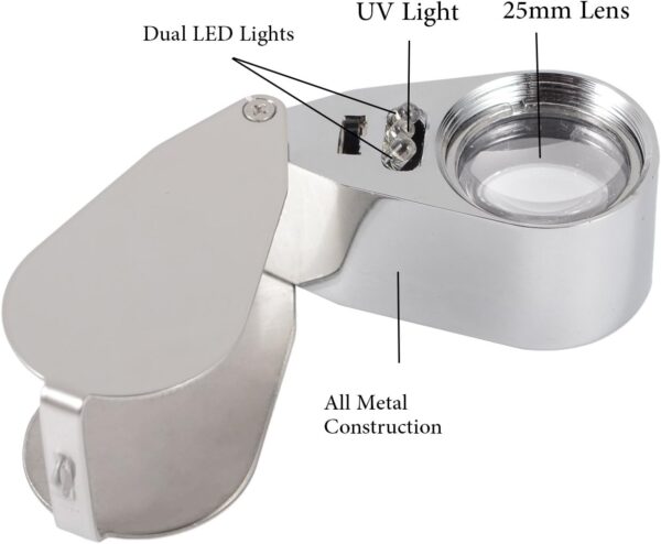 ذره بین طلا و جواهرات با نور LED برند Delixike - Image 3