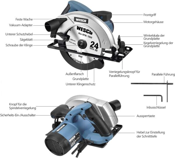 اره گردبر برقی برند WESCO - Image 8