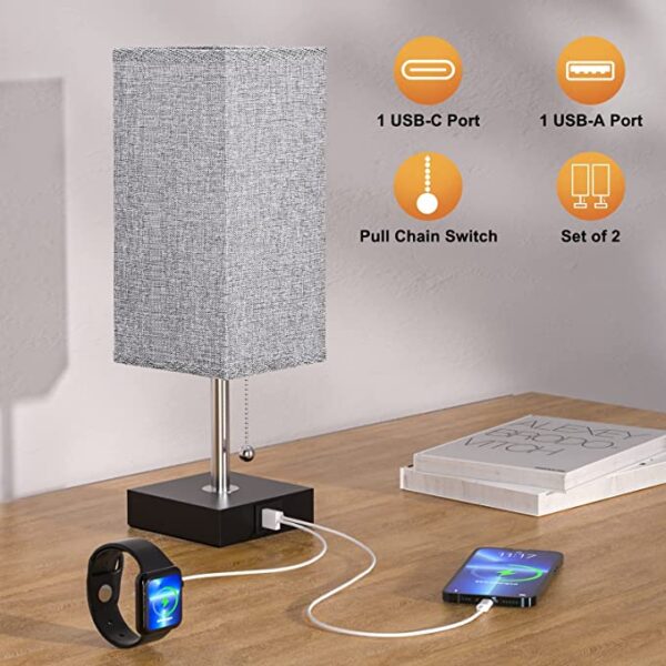 چراغ کنار تختی با شارژر USB پک دو عددی - Image 3