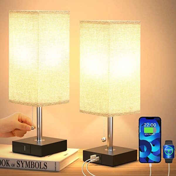 چراغ کنار تختی با شارژر USB پک دو عددی - Image 5