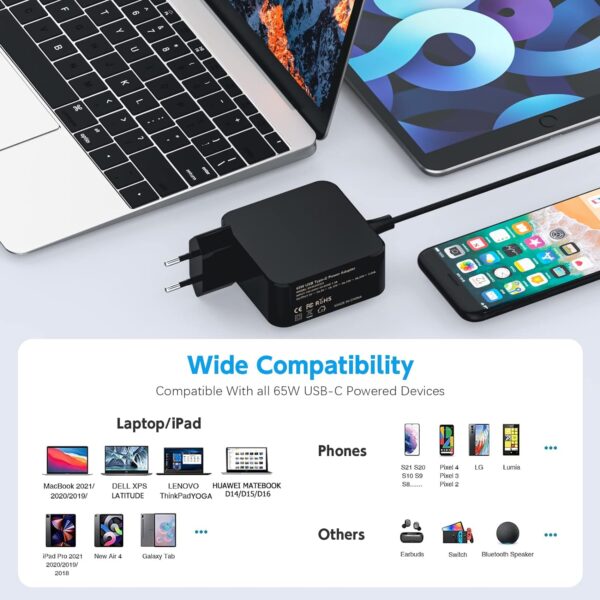 آداپتور  لپ تاپ 65 واتی USB C برند BIUBOTY - Image 3