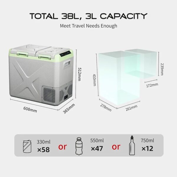 یخچال مسافرتی ماشین 38 لیتر 12/24ولت مدل XD55 برند Alpicool - Image 4