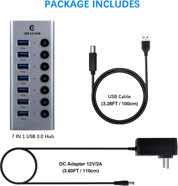 هاب 7 پورت USB 3.0 برند HOPDAY مدل HB052 - Image 3