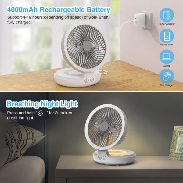 پنکه رومیزی چرخشی شارژی قابل حمل برند gabless مدل 1a - Image 5