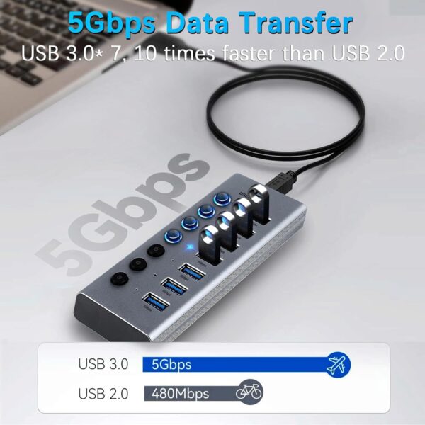 هاب 7 پورت USB 3.0 برند HOPDAY مدل HB052 - Image 5