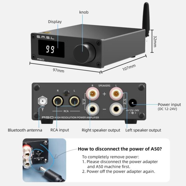 آمپلی فایر و تقویت کننده هدفون برند SMSL مدل A50 - Image 6