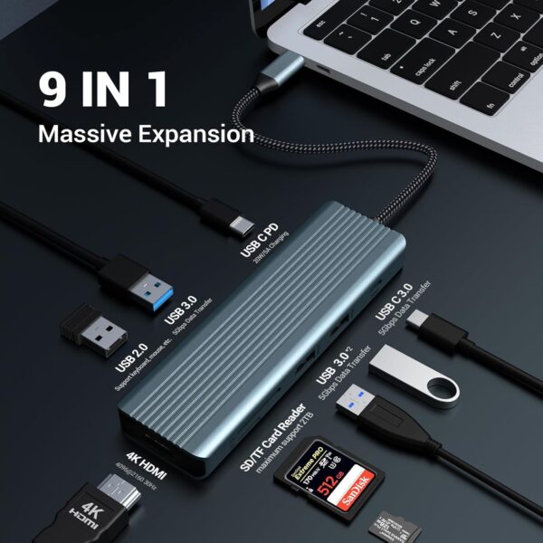 هاب 9 پورت USB-C مدل OB-HB038 برند OBERSTER - Image 3