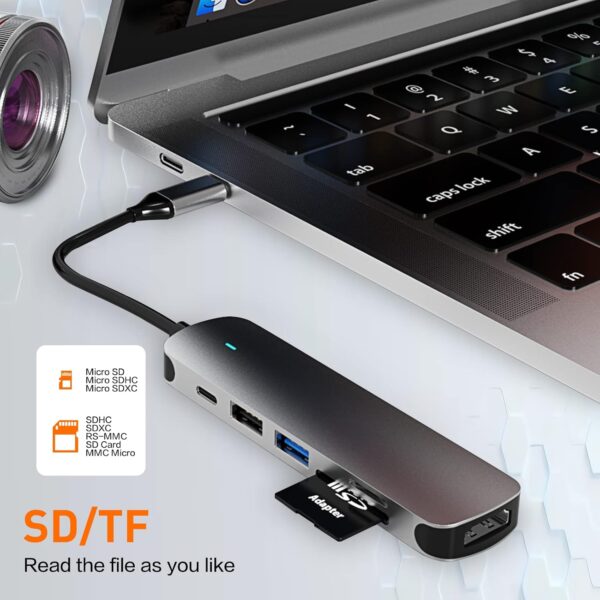 هاب 6 پورت USB-C برند varkda - Image 6