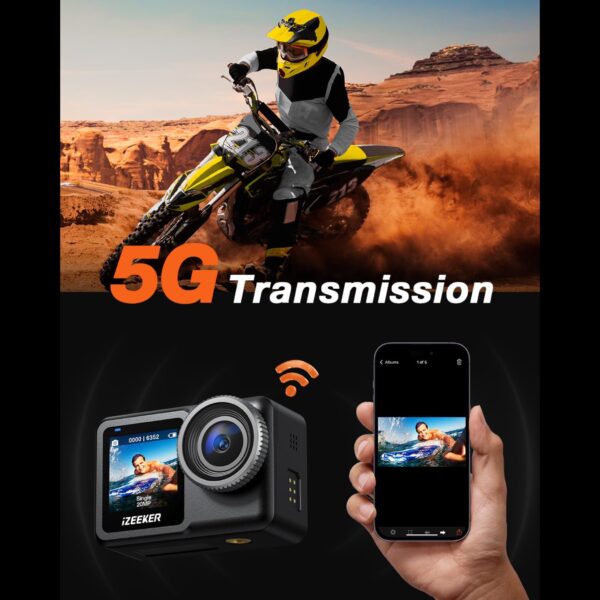 دوربین اکشن ورزشی 4K ضدآب وایفا دار برندiZEEKER مدل iA400 - Image 6
