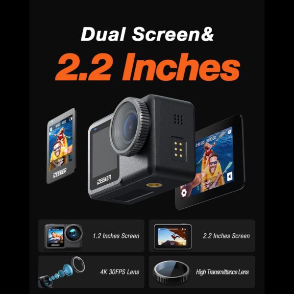 دوربین اکشن ورزشی 4K ضدآب وایفا دار برندiZEEKER مدل iA400 - Image 5