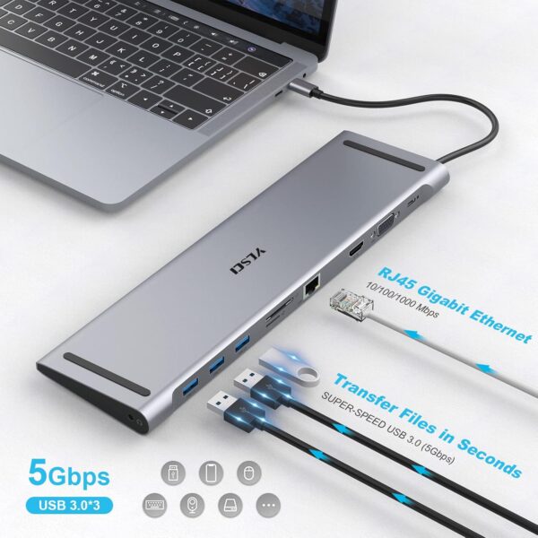 ایستگاه هاب 10 پورت USB-C زیر لپ تاپ برند YLSCL - Image 5