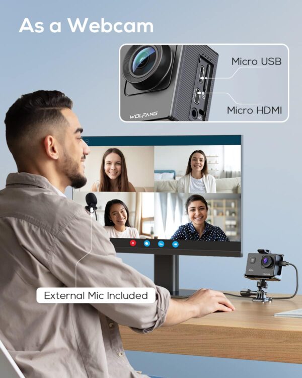 دوربین فیلمبرداری ورزشی اکشن 4K برند WOLFANG مدل GA100 - تصویر 6