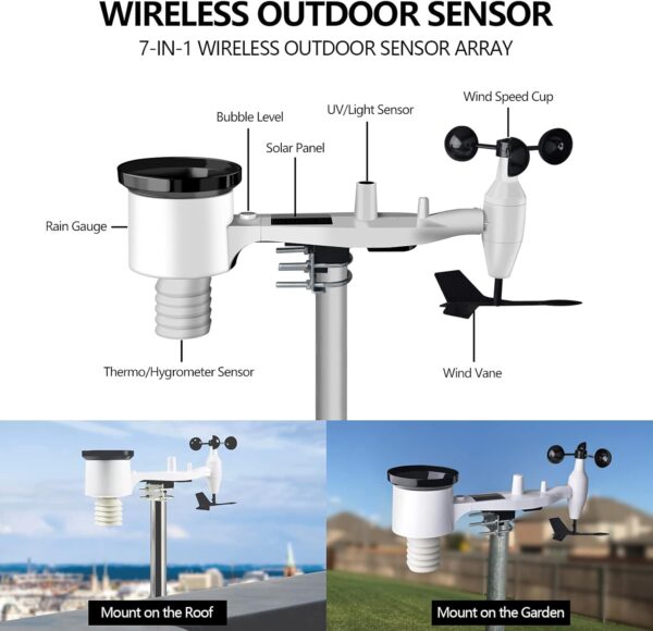 ایستگاه هواشناسی برند ECOWITT مدل WS2910 با نمایشگر رنگی - تصویر 5