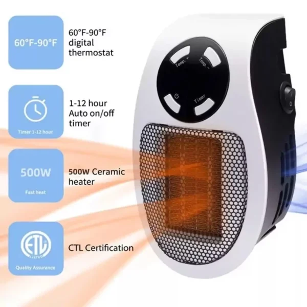 فن هیتر برقی پریز دیواری 500 وات مدل MA-101 - تصویر 7