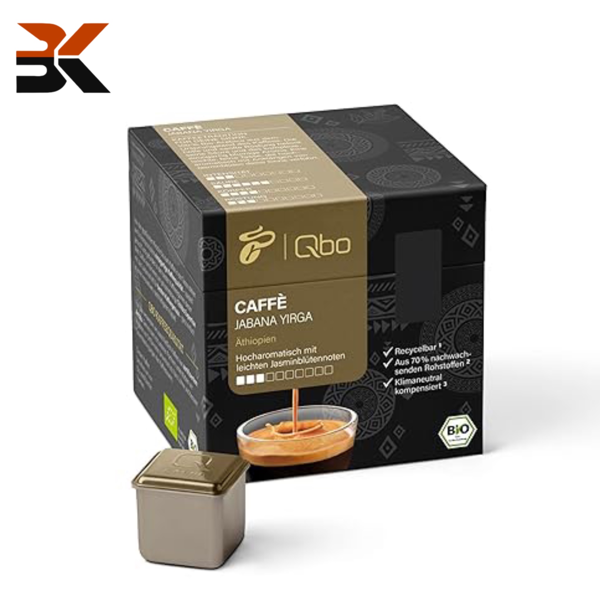 کپسول‌های قهوه ممتاز Tchibo Qbo کافه جابانا ییرگا، بسته ۲۷ عددی (کافه، شدت ۰۳/۱۰، بسیار معطر)