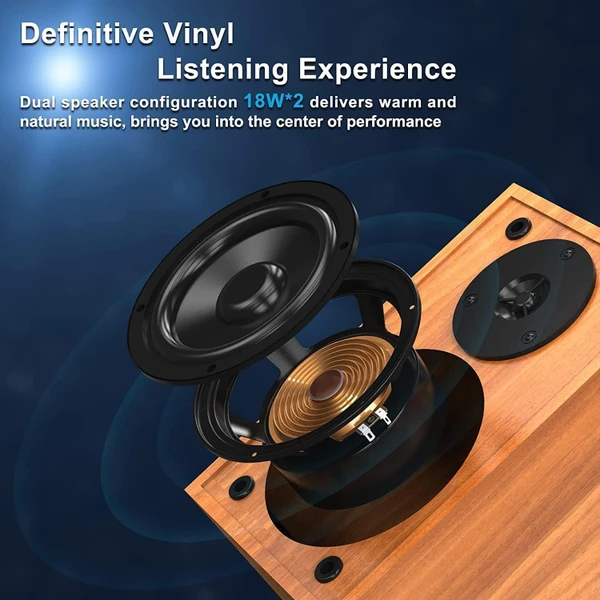 گرامافون چوبی رومیزی با سیستم HiFi و بلوتوث،دو اسپیکر جانبی مدل B10A - تصویر 7