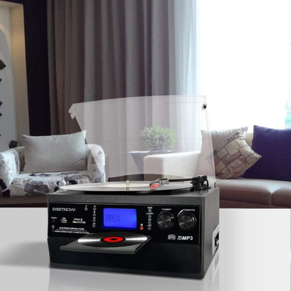 گرامافون برند DIGITNOW تبدیل وینیل LP به MP3، CD، کاست و آمپلی‌فایر داخلی - تصویر 2