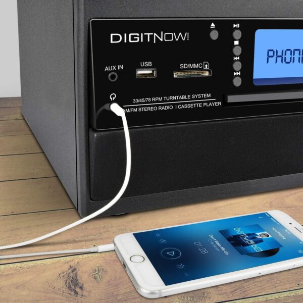 گرامافون برند DIGITNOW تبدیل وینیل LP به MP3، CD، کاست و آمپلی‌فایر داخلی - تصویر 3