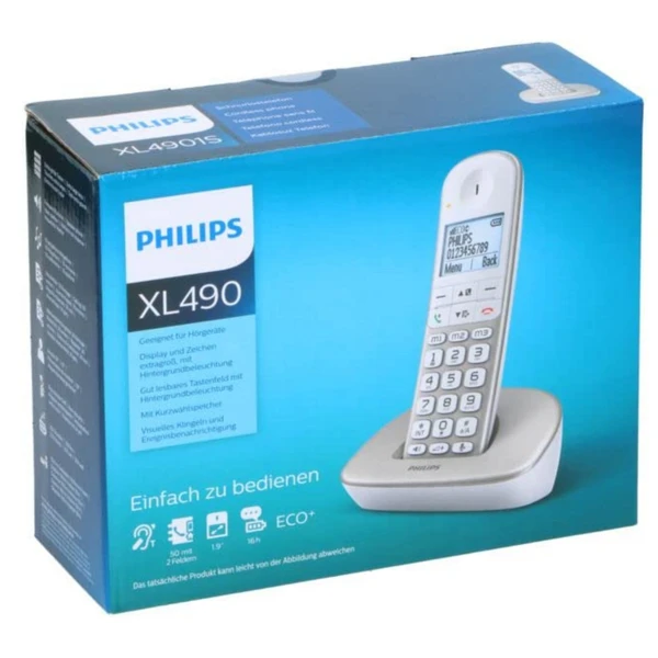 تلفن ثابت بیسیم برند فیلیپس مدل XL490 DECT ، صفحه نمایش بزرگ، تقویت صدا، سازگار با سمعک - تصویر 6