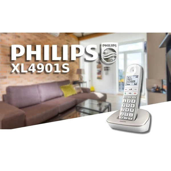 تلفن ثابت بیسیم برند فیلیپس مدل XL490 DECT ، صفحه نمایش بزرگ، تقویت صدا، سازگار با سمعک - تصویر 7