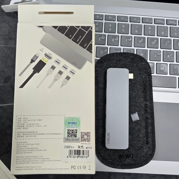 هاب 5 پورت تایپی سی برند Wiwu مدل T6 Pro انتقال سریع داده و شارژ همزمان - تصویر 6