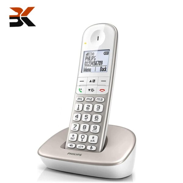 تلفن ثابت بیسیم برند فیلیپس XL490 DECT ، صفحه نمایش بزرگ، تقویت صدا، سازگار با سمعک