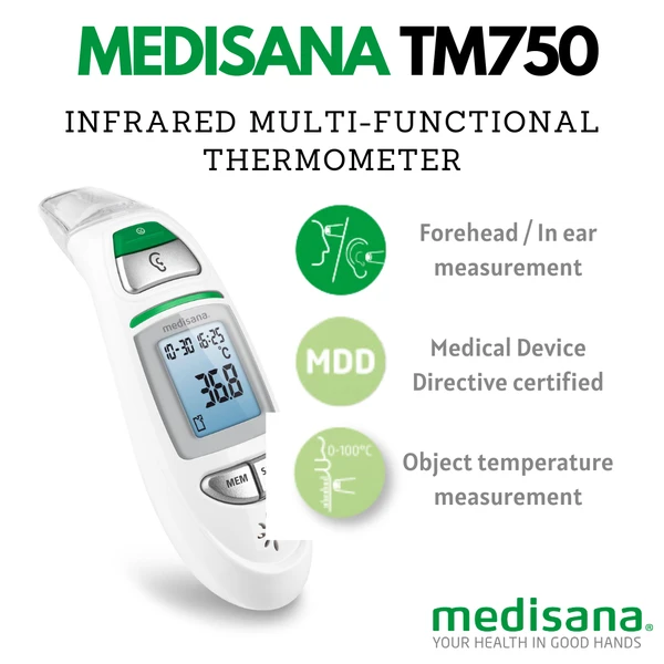 تبسنج دیجیتالی مدیسانا مدل TM 750 دماسنج گوش و پیشانی بدون تماس و مادون قرمز ، هشدار تب - تصویر 7