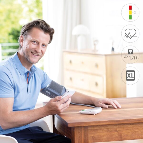فشارسنج بازویی هوشمند مدیسانا مدل BU 570 Connect بلوتوثی | اتصال به اپلیکیشن VitaDock و تشخیص ضربان نامنظم - تصویر 5