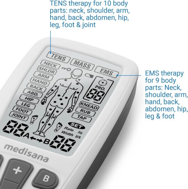 دستگاه الکتروتراپی مدیسانا مدل TT 200 ماساژور TENS EMS حرفهای برای تسکین درد و تقویت عضلات - تصویر 5