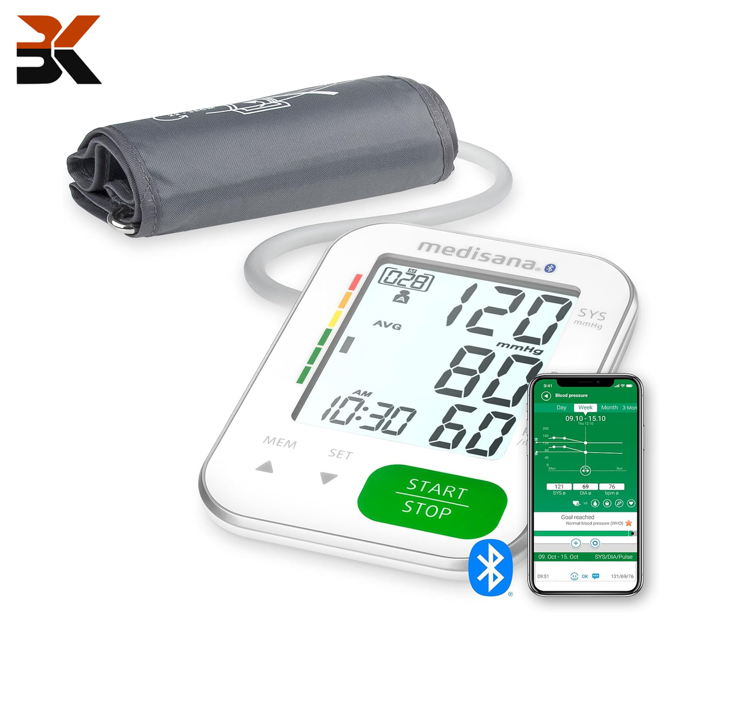 فشارسنج بازویی هوشمند مدیسانا مدل BU 570 Connect بلوتوثی | اتصال به اپلیکیشن VitaDock و تشخیص ضربان نامنظم
