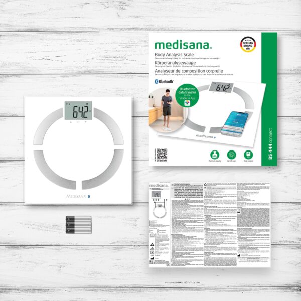 ترازو هوشمند آنالیز بدن مدیسانا مدل BS 444 Connect اندازهگیری BMI، چربی، عضله و اتصال بلوتوث به اپ VitaDock - تصویر 3