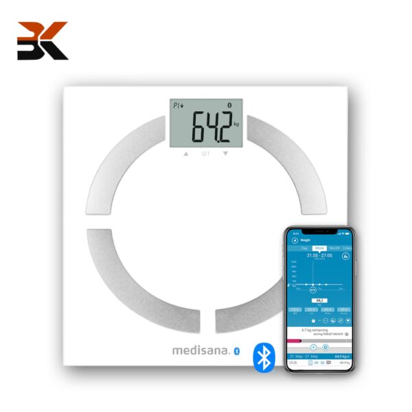 ترازو هوشمند آنالیز بدن مدیسانا مدل BS 444 Connect اندازهگیری BMI، چربی، عضله و اتصال بلوتوث به اپ VitaDock